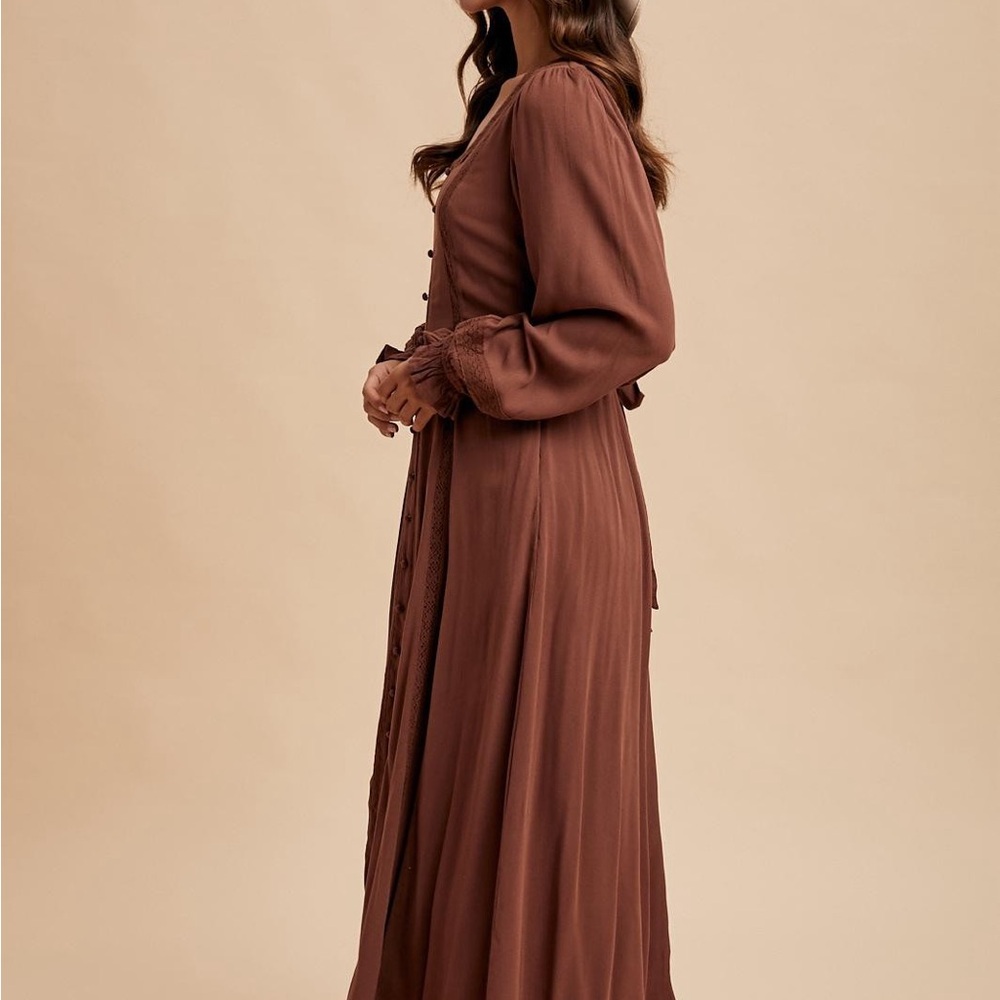 The Adele Button Down Maxi Dress In Chocolate - image 2